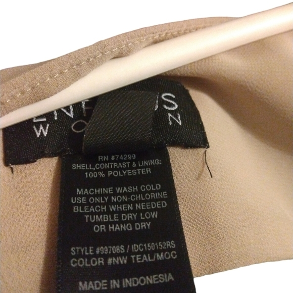 90s Enfocus Women V-Neck Cap Sleeve Tie Waist 2-Toned Midi Plus Size Dress 16W - Picture 7 of 7